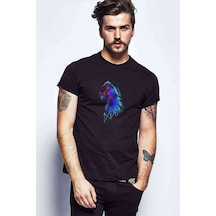 Howling Wolf Baskılı Siyah Erkek Tshirt