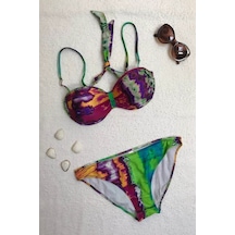 Dagi Straplez Destekli Push-Up Desenli Bikini Takımı (545625623)-Karışık-42 Çok Renkli