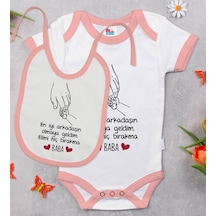 Bk Kids Baba Tasarımlı Pembe Bebek Body Zıbın Ve Mama Önlüğü Hedi Çok Renkli
