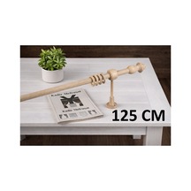 Naturel Krem Renk Ahşap Rustik - Alüminyum Borulu Ahşap Başlıklı Ahşap Ayaklı Perde Askısı - Halkalı Krem125cm - 866006877 Krem125cm