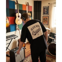 Black Nova Oversize Baskılı Unisex Tişört The Original Black Siyah
