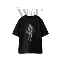 Thewert Basketbolcu Duman Tasarım Baskılı Ünisex Siyah Oversize T-shirt