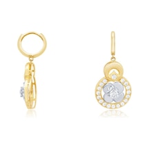 Diamond Line - Gülaylar - Sarı Beyaz Altın 14 Ayar Trend Küpe N11.9258