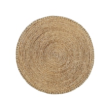 El Dokuması Jüt Halı , Deniz Sazı-siyah, 74 Cm, Yuvarlak, Düz Dokuma