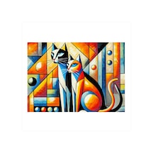 Soyut Kedi Tasarımı Desenli Mdf Tablo