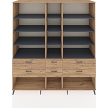 Kronos Dolap 12 Raflı 6 Çekmeceli 220x59x243 Çam-antrasit/çam Antrasıt/atlas Çam