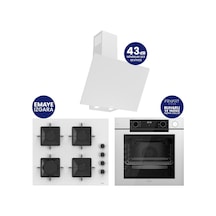 Ferre Steamart-Fryart-Silentart Serisi Beyaz Set QEP64CB+SS206+D078-SA Emaye Izgara