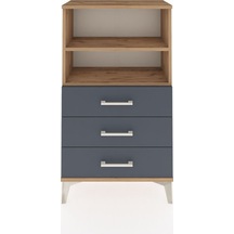 Arges Komodin 2 Raflı 3 Çekmeceli 60x30x106 Çam-antrasit Atlas Çam