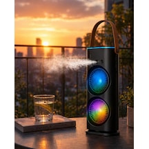 Hubrendy Tekno Şarjlı Buharlı Serinletici Fan Rgb Işıklı Çift Pervaneli Masa Fanı