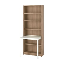 Çalışma Masalı Kitaplık, Beyaz-meşe Görünümlü, 80x202 Cm Beyaz