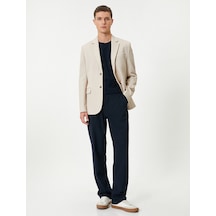 Koton Blazer Ceket Slim Fit Kapaklı Cep Detaylı Bej 5wam50005hk Ekru