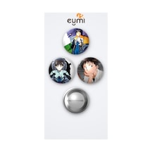 Neon Genesis Evangelion Shinji Ikari 3'lü Metal Rozet Seti 58mm İğneli Buton Çanta Yaka Rozeti Çok Renkli