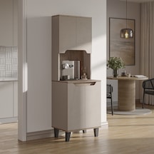 Defne Kahve Köşesi, Çok Amaçlı Dolap, 4 Kapaklı Kiler Dolabı, Mutfak Dolabı 60 Cm Atlantik Çam - Kumtaşı