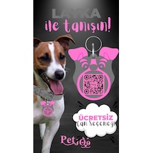 Petjoo 22.Layka Pembe-Gri Qr'lı Köpek Künyesi
