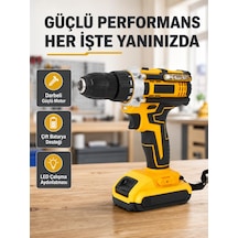 Çift Bataryalı Darbeli Şarjlı Matkap Seti Metal Dişli, 24 Parça Aksesuar Ve Led Işıklı - Lisinya