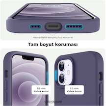 Merwish Apple İphone 15 Plus Uyumlu Özel İpeksi Dokunuş Hissi Veren İçi Yumuşak Kadife Lansman Silikon Kılıf Kapak Derin Mor 50 x 22