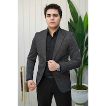 Bys Beystil Sivri Yaka Kırçıllı Siyah Ceket Eylül- Slim Fit