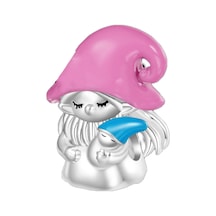 Pembe Şapkalı Anne Ve Oğlu Boncuk Charm Gümüş