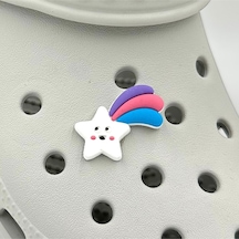 Crocs Terlik Süsü Ve Aksesuarı , Çanta Süsü Jibbitz 3d Kuyruklı Yıldız 03 Logo Aksesuar Mor-pembe-bebe Mavi