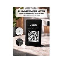Meo Google Yorum Standı - Qr Kodlu Masaüstü Pleksi Stand Siyah