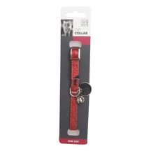 Glıtter Simli Zilli Kedi Boyun Tasması Silver/red