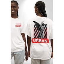 Şehir Sokak Stili Melek Heykeli Beyaz Oversize Unisex Ön Ve Sırt Baskılı Tişört Beyaz