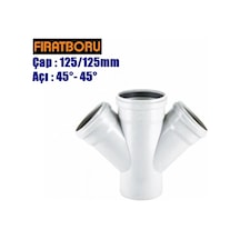 Fırat Pvc Çift Çatal 125/125mm 45 -45 , Pvc Çift Çatal 45 -45 , 1 Adet