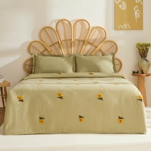 Karaca Home Sunflower %100 Pamuk Müslin Çift Kişilik Pike Takımı Adaçayı Adaçayı