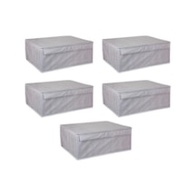 Milenay 5 Adet Kapaklı Çok Amaçlı Çamaşır Saklama Düzenleme Vb Hurç, Kutu 50x40x19 Baza Kutu Gri