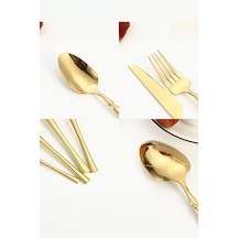 Çelik 24 Parça 6 Kişilik Gold Yemek Kaşık Çatal Bıçak Set Cin738sr 6999