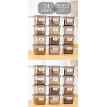 24'lü Set Baharatlık - Etiketli Kare Baharat Saklama Kabı Seti Antrasit 24 X 0,50 Lt Baharat Takımı Antrasit