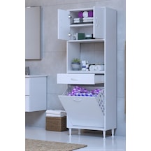 Eliusta Seris Sepetli Ve Çekmeceli Banyo Dolabı G:55 Cm Çok Amaçlı Beyaz Düzenleyici 55x173x32,5 Cm Dolap Beyaz