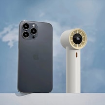 Mini Taşınabilir Turbo El Fanı Yüksek Hızlı, Akıllı Dijital Ekran, Usb-c Şarj Edilebilir, Kompakt, Modern Ekru