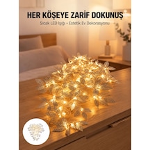 Yaprak Şekilli Gümüş Led Işık Pilli Dekoratif Aydınlatma Renkli 28204474