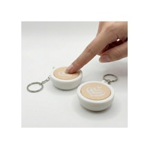 Mekanik Tuşlu Fidget Anahtarlık - Kahve Latte Art Tasarımlı Stres Giderici Aksesuar Çok Renkli
