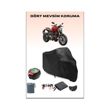 Siyah Ducati Monster 1200 Arka Çanta Uyumlu Motosiklet Branda Su Geçirmez Dayanıklı Kumaş