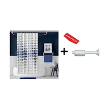 Banyo Duş Perdesi 4961 Mavi 110x200 Perde Borusu Askı Aparatı 90x130 Hediyeli Çok Renkli