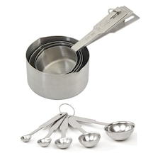 İles Gurme Çelik Ölçü Kaşığı + Ölçü Kabı 2'li Set Inox