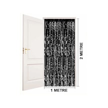 Siyah Renk Ekstra Metalize Parlak Saçaklı Arka Fon Perde İthal A Kalite 1x2 Metre +0