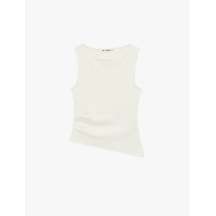 Koton Slim Fit Asimetrik Kesim Kolsuz Kayık Yaka Bluz Ekru 6sal30049ık Ekru