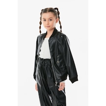 Fulla Moda Suni Deri Kız Çocuk Ceket Siyah 24MCCK7336201856Siyah