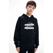 Tshirthane Araba Şahin Baskılı Unisex Çocuk Kapüşonlu Siyah Sweatshirt (528673405) Siyah