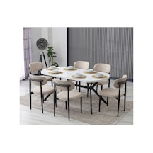 Luna Arya Yemek Masası Takımı / 6 Kişilik Mdf Masa & Polo Sandalye Takımı Cappuccino Cappuccino