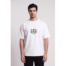 Black Nova Oversize Baskılı Unisex %100 Pamuk T-shirt Own The Road Beyaz