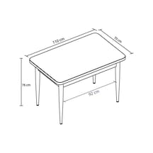 Vera 70x110 Mdf Beyaz Masa Metal Ayaklı Sabit Üst Kalite Mutfak Masası, Salon Masası,yemek Masası Beyaz Beyaz