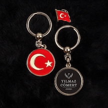 İsim Ve Tarihli Türk Bayraklı Anahtarlık Ve Rozet