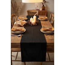 Dekoratif Bohem Runner - Yemek Masası Ve Salon Konsol Örtüsü 50x150 Cm Siyah