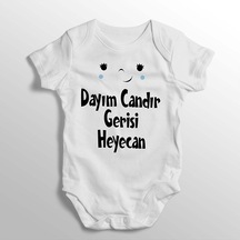 İmaj Tuğbababy Dayım Candır Gerisi Heyecan Yazılı Baskılı Bebek Zıbını Beyaz