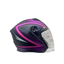 Kask Ls5 Marka Çenesiz Yarım Kask Mat Siyah - Pembe