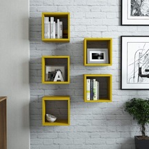 Box Duvar Rafı Sarı Çok Renkli